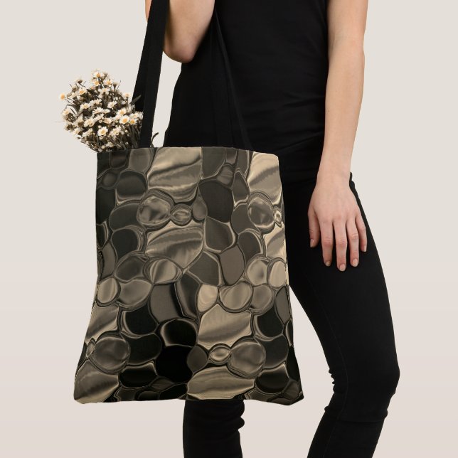 Brown pieces, circles and rounded off shapes tote bag (Close Up)