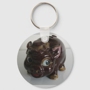 Brown Pig Piggy Bank Key Ring