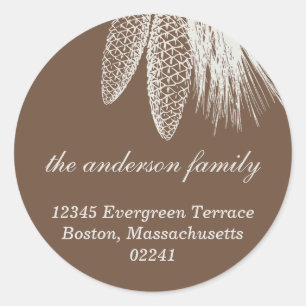 Brown pine cones Christmas holiday address label