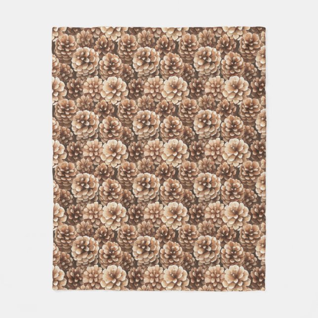 Brown Pine Cones Nature Birthday Fleece Blanket (Front)
