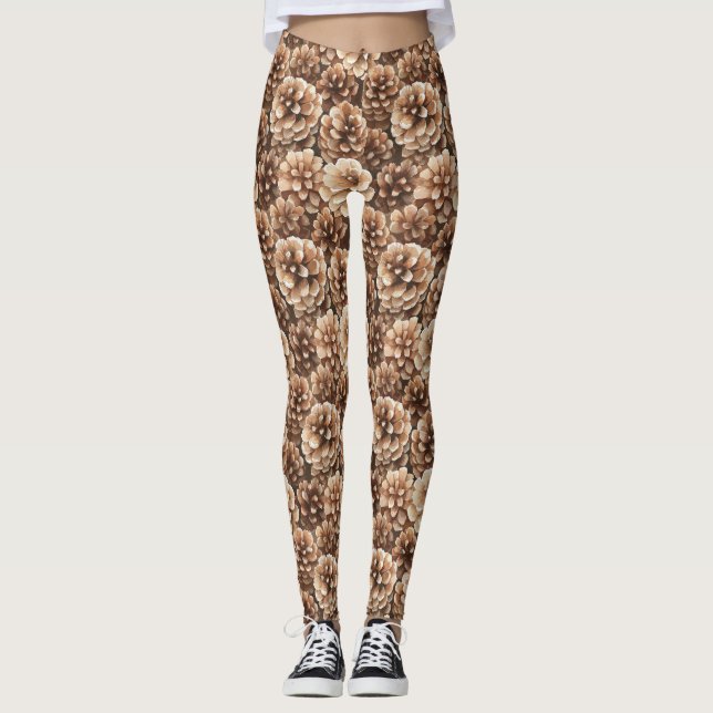 Brown Pine Cones Nature   Leggings (Front)