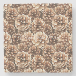 Brown Pine Cones Stone Coaster