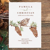 Brown Pinecones, Green Pine Needles Wedding Foil I