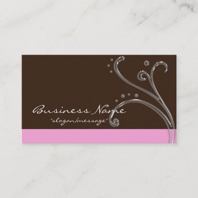 Brown & Pink Acrylic Design Business Card (Front)