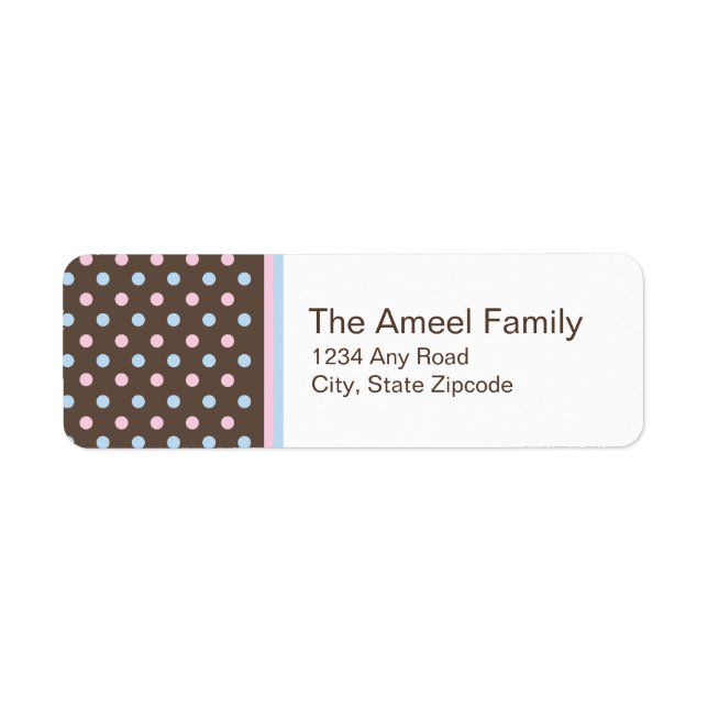 Brown, Pink and Blue Return Address Label (Front)