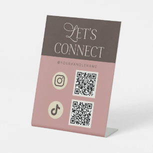 Brown Pink Let's Connect Social Media Pedestal Sign