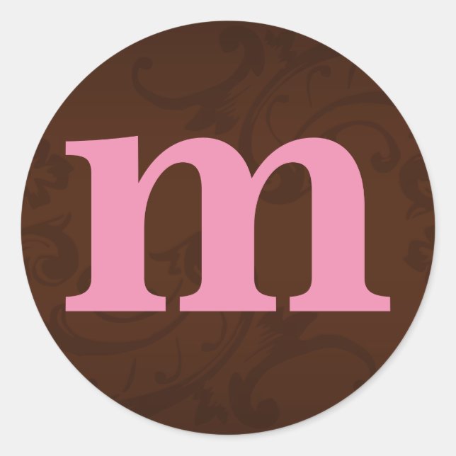 Brown & Pink Monogram Stickers (Front)