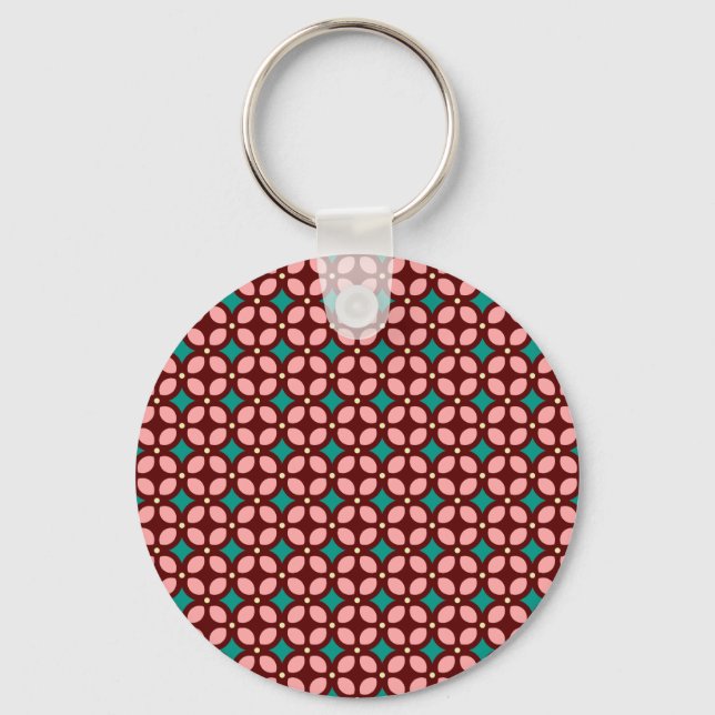 Brown Pink Pattern Key Ring (Front)