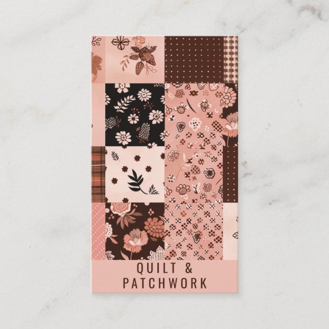 Brown Pink Quilt Patchwork Handmade Clothing  Business Card (Front)