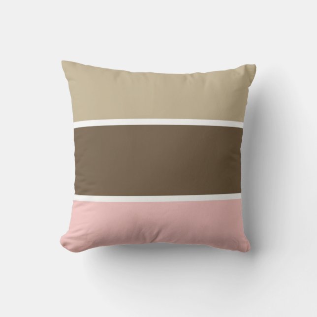 Brown & Pink Striped Pillow (Front)
