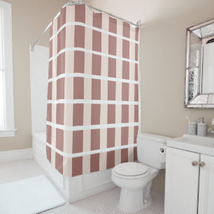Brown Pink Stripes Pattern Shower Curtain
