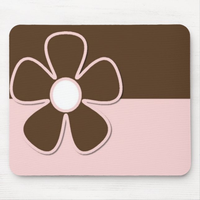 Brown & Pink with Daisy Flower Mousepad (Front)
