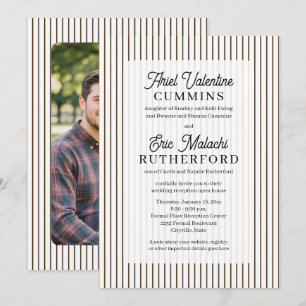 Brown Pinstripe Rustic Bride's Parents Remarried Invitation