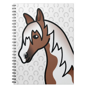 Brown Pinto Cartoon Horse Head Spiral Notebook