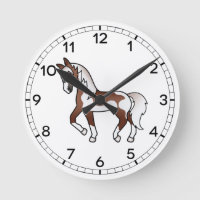 Brown Pinto Cartoon Trotting Horse Illustration