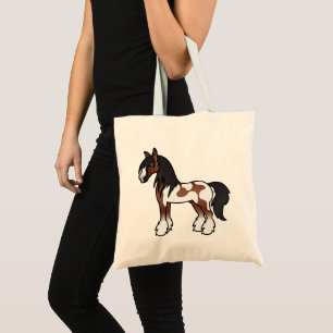 Brown Pinto Gypsy Vanner/Shire/Clydesdale Horse Tote Bag