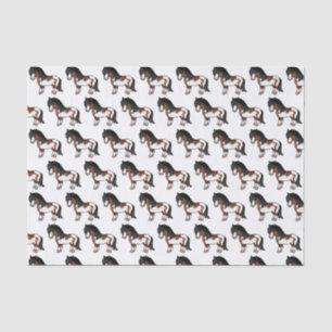 Brown Pinto Shetland Pony Cartoon Pony Pattern Tissue Paper