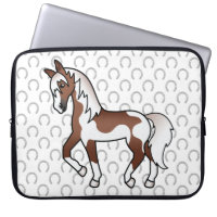 Brown Pinto Trotting Horse Cartoon Illustration