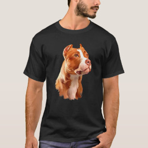 Brown Pitbull Dog Head Looking Up T-Shirt
