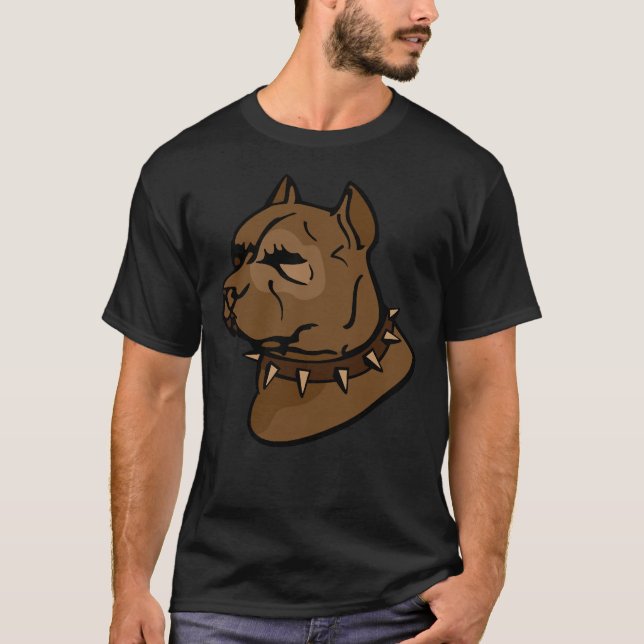 Brown Pitbull Dog With Collar T-Shirt (Front)