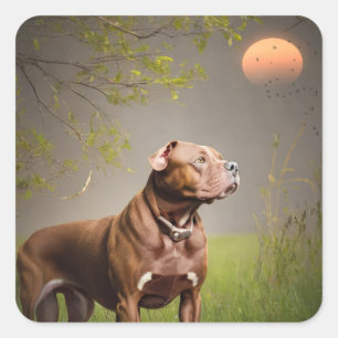 Brown Pitbull  Square Sticker
