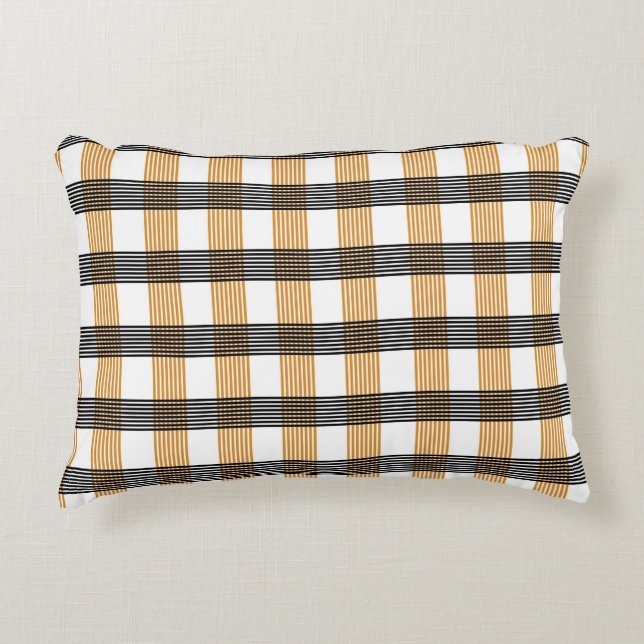 Brown Plaid Check Pattern Decorative Cushion (Front)