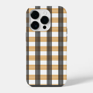 Brown Plaid Check Pattern iPhone 14 Pro Case