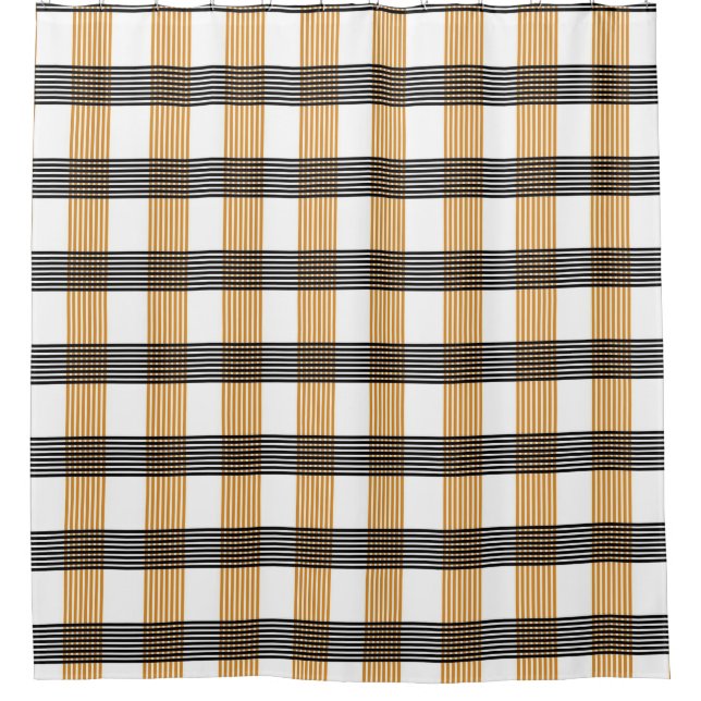 Brown Plaid Check Pattern Shower Curtain (Front)