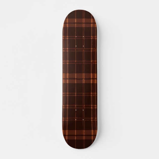 Brown Plaid Classic Pattern Design Skateboard (Front)