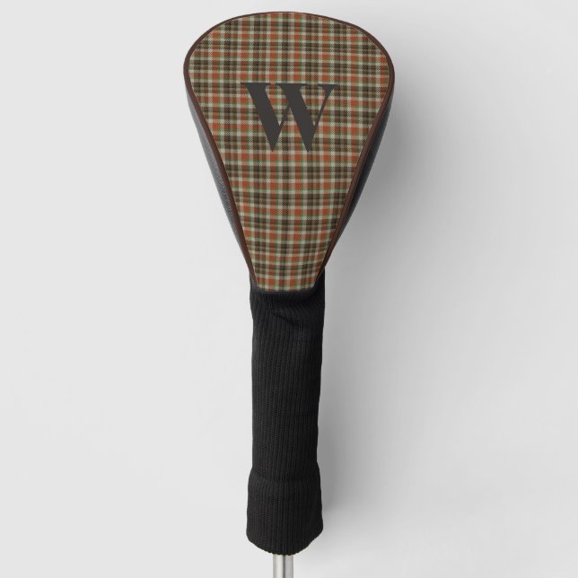 Brown Plaid Custom Monogrammed Driver Cover (Front)