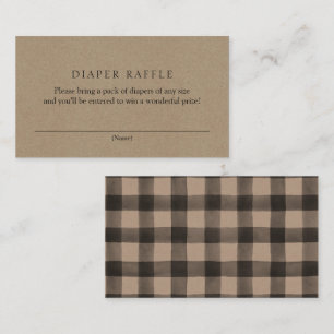 Brown Plaid Diaper Raffle Enclosure Card