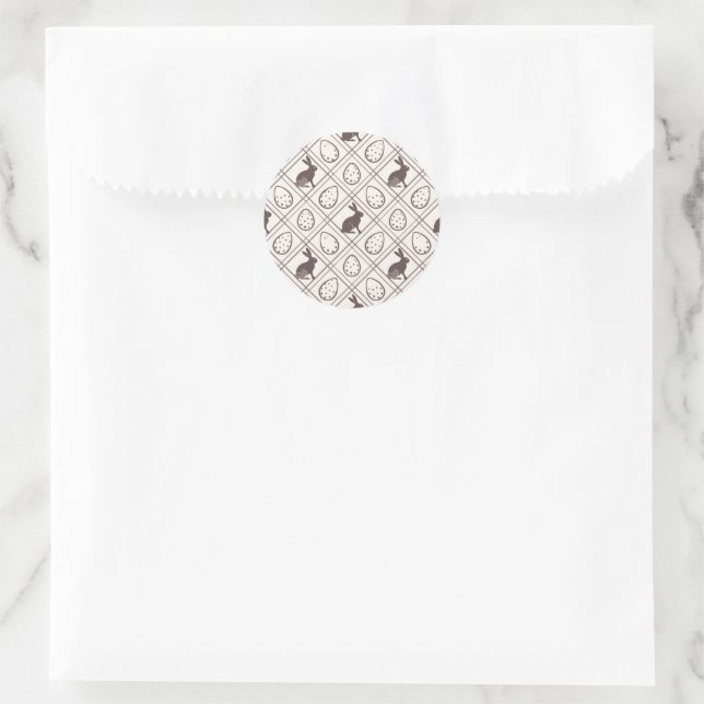 Brown Plaid Easter   Classic Round Sticker (Bag)