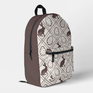 Brown Plaid Easter Printed Backpack