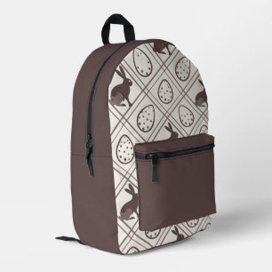 Brown Plaid Easter Printed Backpack