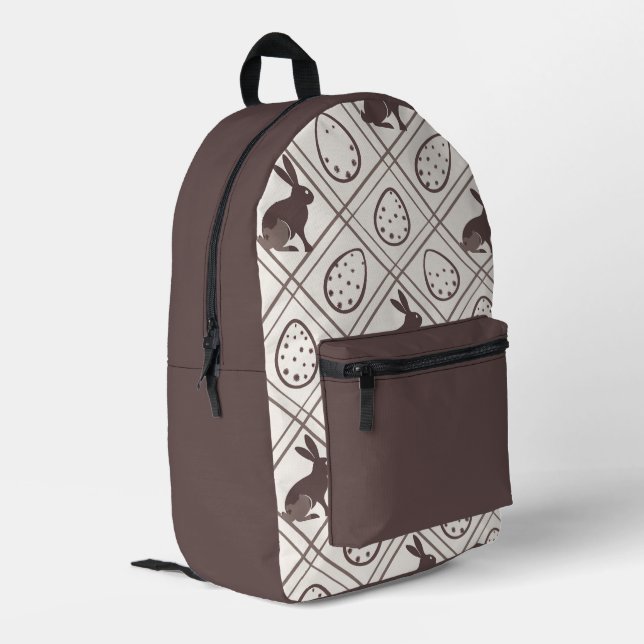 Brown Plaid Easter   Printed Backpack (Back Corner Left)