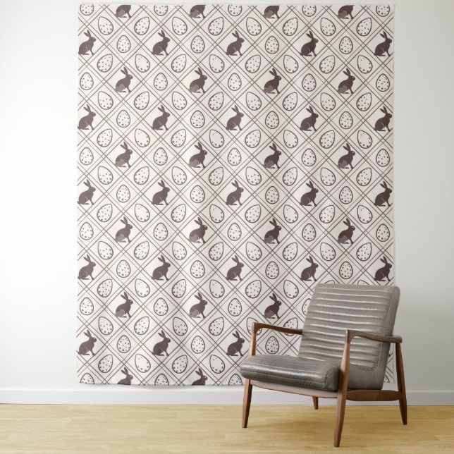 Brown Plaid Easter   Tapestry (In Situ)