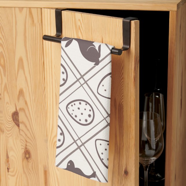 Brown Plaid Easter   Tea Towel (Thirds Fold)