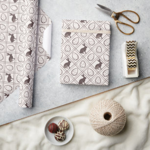 Brown Plaid Easter   Wrapping Paper