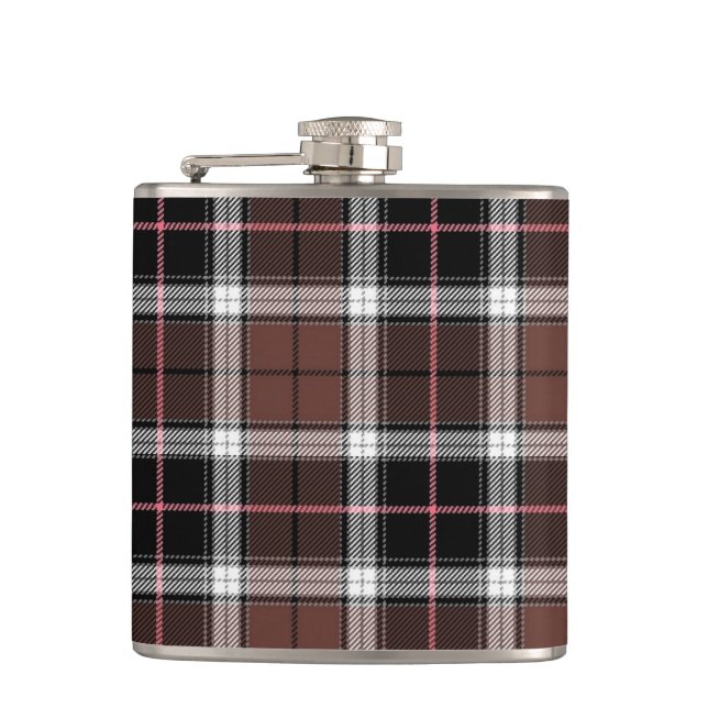 Brown Plaid Hip Flask (Front)
