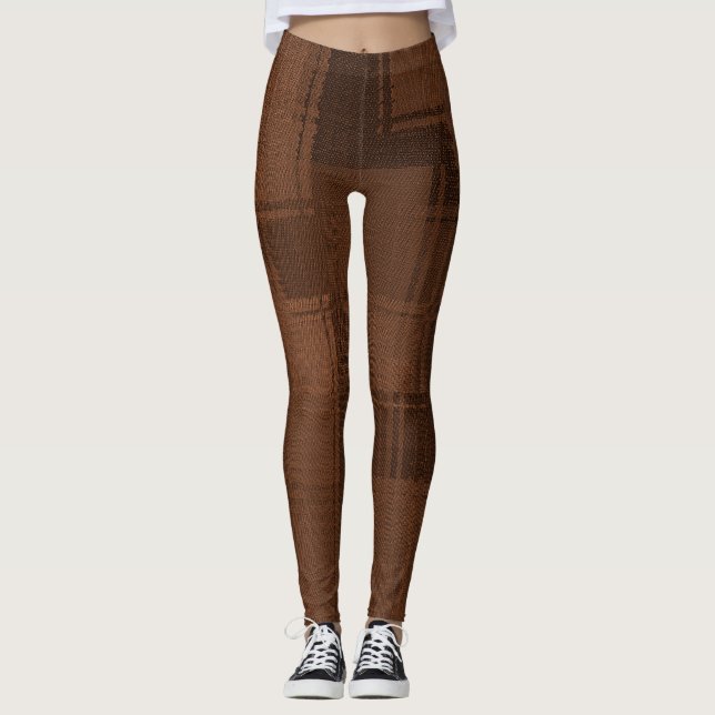 Brown Plaid Leggings  (Front)