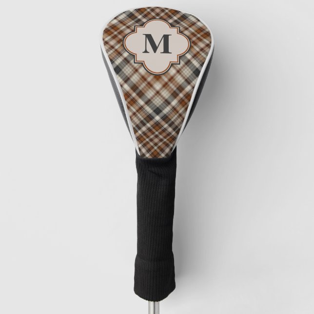 Brown Plaid Monogram Golf Head Cover (Front)