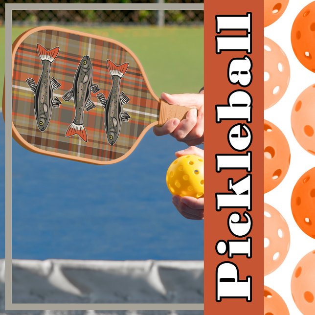 Brown Plaid, Orange, Shades of Grey, Yellow Trout Pickleball Paddle (Brown Plaid, Orange, Shades of Gray, Yellow Trout Pickleball Paddle
)