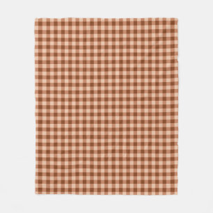 Brown Plaid Pattern Simple Rustic Gingham Fleece Blanket