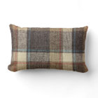 Brown Plaid Throw Lumbar Pillow