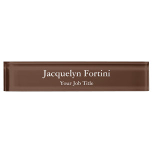 Brown Plain Elegant Modern Minimalist Nameplate