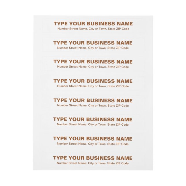Brown Plain Text Business Wraparound Address Label (Sheet)