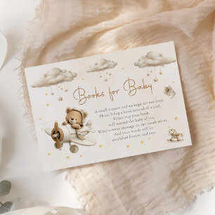 Brown Plane Teddy Bear Baby Shower Books For Baby Enclosure Card