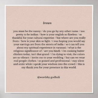 "Brown" Poetry Print