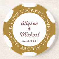 Brown poker chip lucky in love wedding anniversary