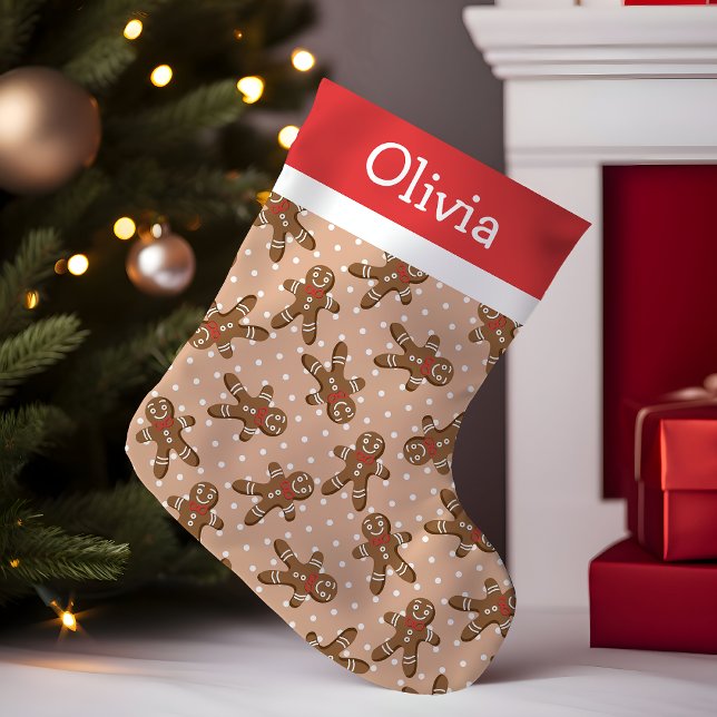 Brown Polka Dot Gingerbread Man Small Christmas Stocking (Creator Uploaded)